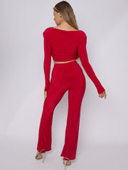 Slinky Draped Cowl Neck Crop Top & Hosen Co-ordte
