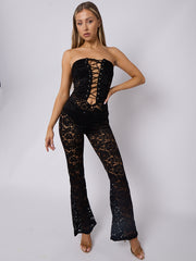 Lace Detail Bandeau Corset Jumpsuit