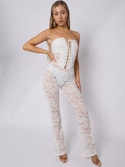Lace Detail Bandeau Corset Jumpsuit
