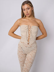 Lace Detail Bandeau Corset Jumpsuit