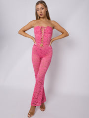 Lace Detail Bandeau Corset Jumpsuit