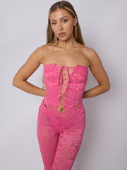 Lace Detail Bandeau Corset Jumpsuit