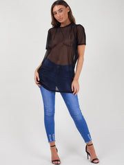 Longline Mesh T-Shirt Top