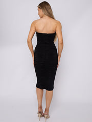 Slinky Ruched Bandeau Bodycon Dress