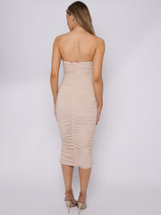 Slinky Ruched Bandeau Bodycon Dress
