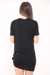 Schnüre -up -Juwel Tigerdruck Langline T -Shirt -Kleid