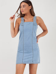 Buckle Strap Mini Denim Dress