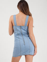 Buckle Strap Mini Denim Dress