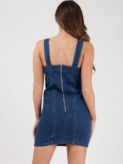 Buckle Strap Mini Denim Dress