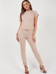 Rippen kurzärmelige Boxy Loungewear Co-ord