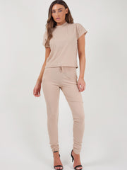 Rippen kurzärmelige Boxy Loungewear Co-ord