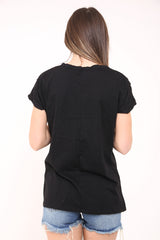 Laser Cut Front Wings Of Rock Printed T-Shirt