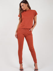 Rippen kurzärmelige Boxy Loungewear Co-ord
