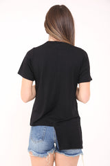 London New York Print Hi-Lo Top