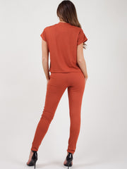 Rippen kurzärmelige Boxy Loungewear Co-ord