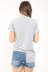 London New York Print Hi-Lo Top