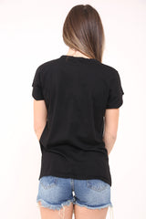 Camiseta con estampado de playa frontal de corte láser