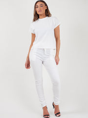 Rippen kurzärmelige Boxy Loungewear Co-ord