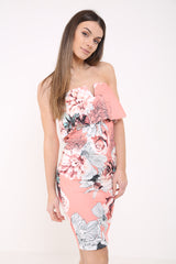 V-Bar Botanische Blumen von der Schulterfrisch-Bardot-Kleidung