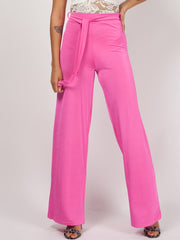 Slinky Tie Detail Wide Leg Trousers