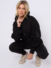 Cropped Ruched Sleeve Hoodie & Jogger Co-ord