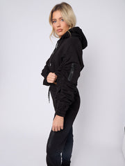 Cropped Ruched Sleeve Hoodie & Jogger Co-ord