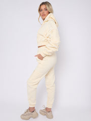 Cropped Ruched Sleeve Hoodie & Jogger Co-ord
