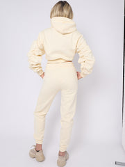 Cropped Ruched Sleeve Hoodie & Jogger Co-ord