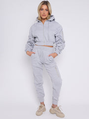 Cropped Ruched Sleeve Hoodie & Jogger Co-ord
