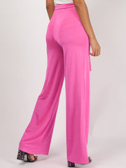 Slinky Tie Detail Wide Leg Trousers