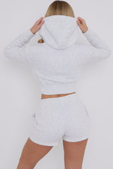 Cropped Zip Up Hoodie & Shorts Fleece Co-ord