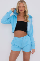Cropped Zip Up Hoodie & Shorts Fleece Co-ord