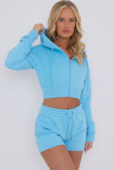 Cropped Zip Up Hoodie & Shorts Fleece Co-ord