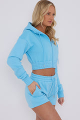 Cropped Zip Up Hoodie & Shorts Fleece Co-ord