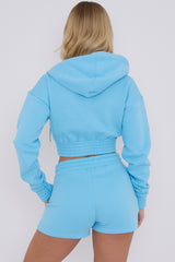 Cropped Zip Up Hoodie & Shorts Fleece Co-ord