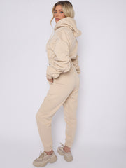 Cropped Ruched Sleeve Hoodie & Jogger Co-ord