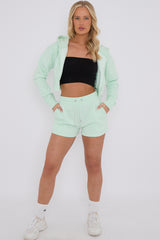 Cropped Zip Up Hoodie & Shorts Fleece Co-ord