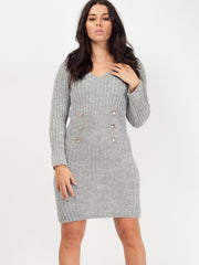 Rosie Button Front Strick Bodycon Kleid