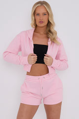 Cropped Zip Up Hoodie & Shorts Fleece Co-ord