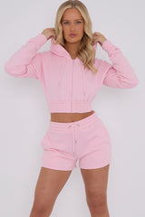 Cropped Zip Up Hoodie & Shorts Fleece Co-ord