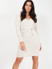 Rosie Button Front Strick Bodycon Kleid