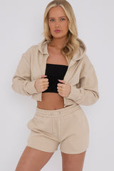 Cropped Zip Up Hoodie & Shorts Fleece Co-ord