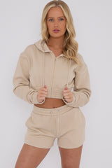 Cropped Zip Up Hoodie & Shorts Fleece Co-ord