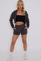 Cropped Zip Up Hoodie & Shorts Fleece Co-ord