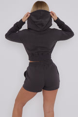 Cropped Zip Up Hoodie & Shorts Fleece Co-ord