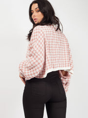 Olivia Hounds-Tooth Cropped Batwing Knitted Jumper