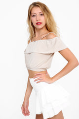 Cold Shoulder Frill Slinky Cami Top