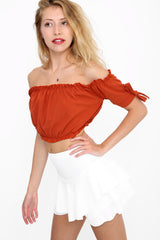 Ruched Bardot Crop Top