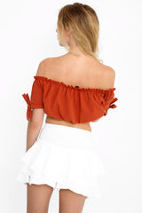 Ruched Bardot Crop Top