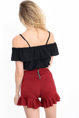 Gingham Check Frill Hem Zipped Shorts